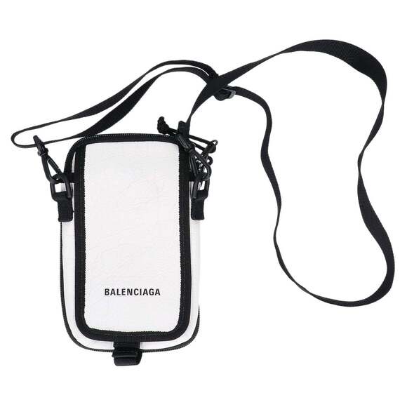 BALENCIAGA Explorer Shoulder Travel Wallet Bag (593329) Leather Pouch in Whit...